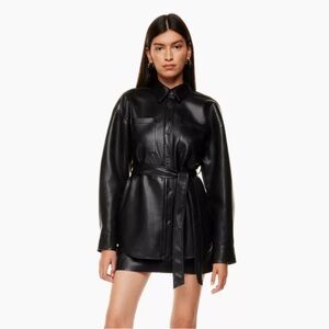 Babaton Faux Leather Shirt Jacket